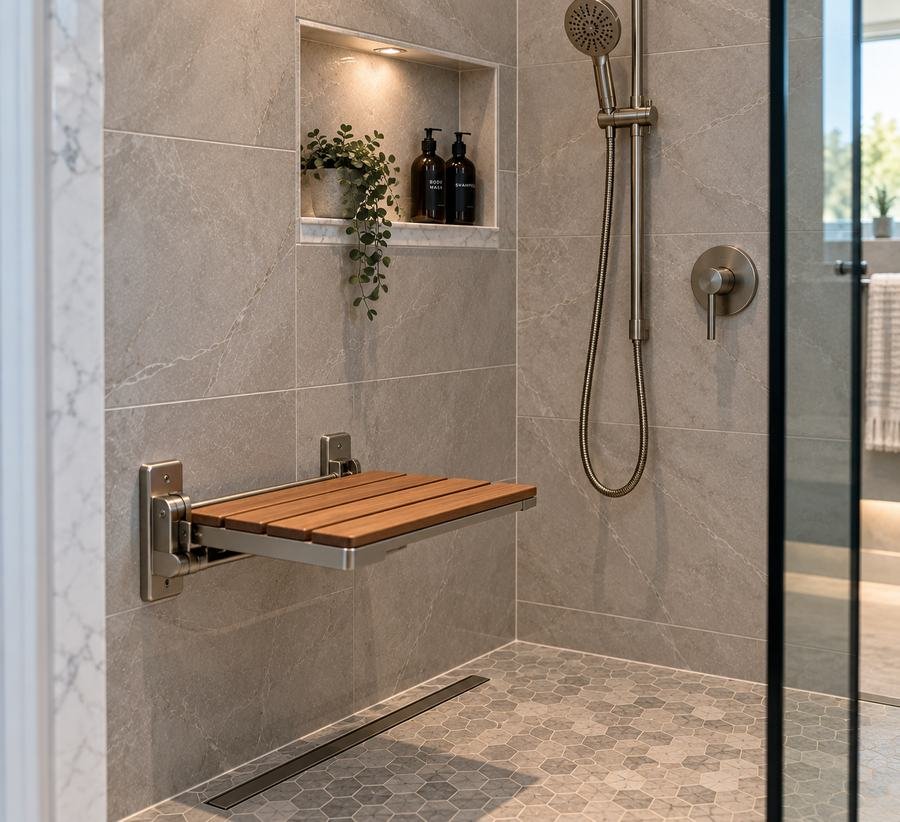 Fold-Down Shower Bench